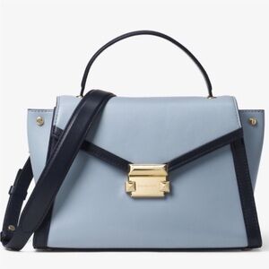 Michael Kors Light Blue and Dark Blue Leather Whitney Satchel